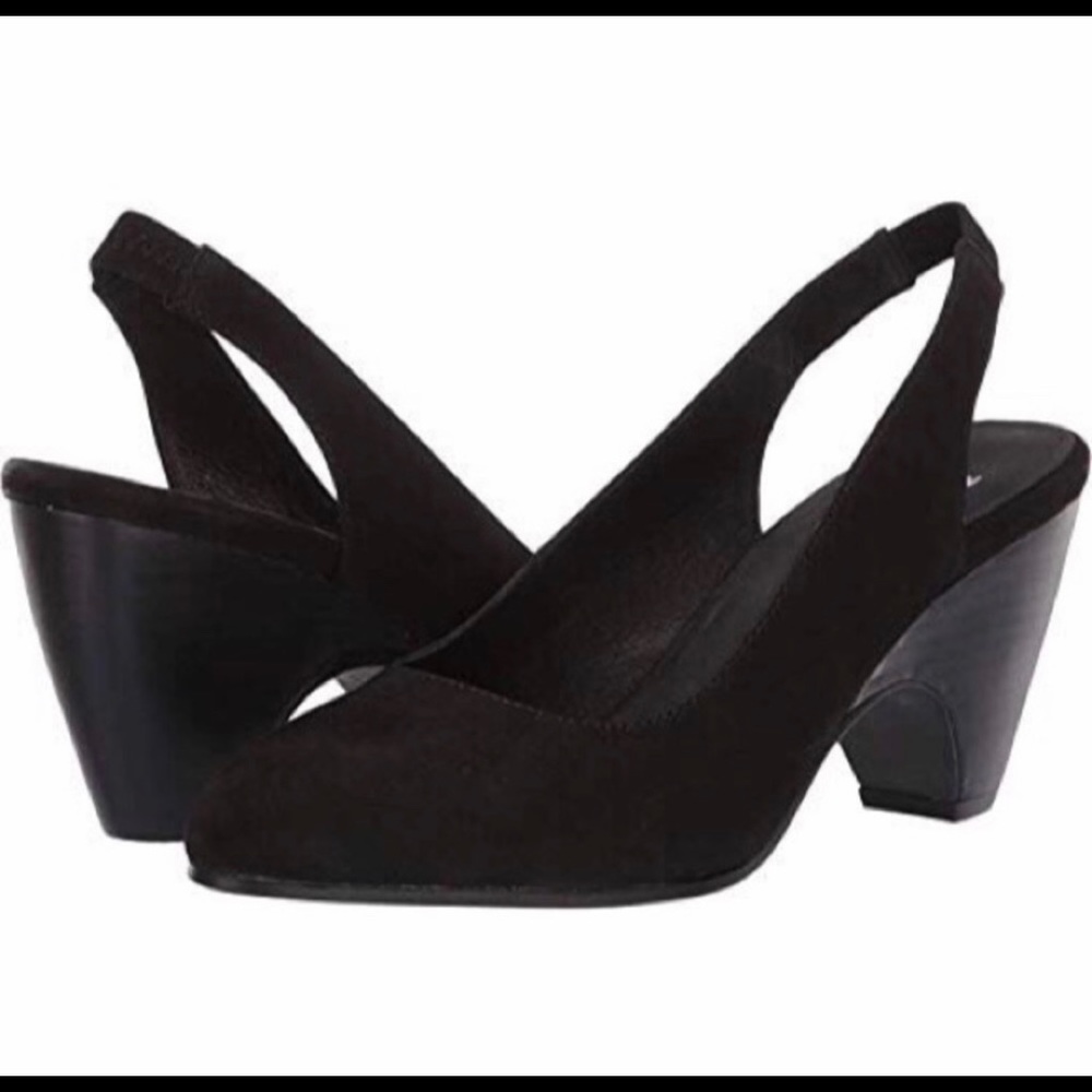 Eileen Fisher black suede sling back heels NEW 6.5